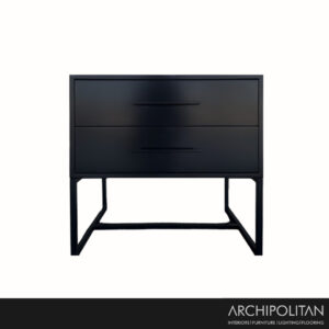 DNA Satin Black Bedside Table