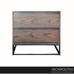 DNA Gun Metal Recessed Drawers Bedside Table