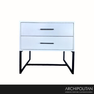 DNA Satin White/Black Bedside Table